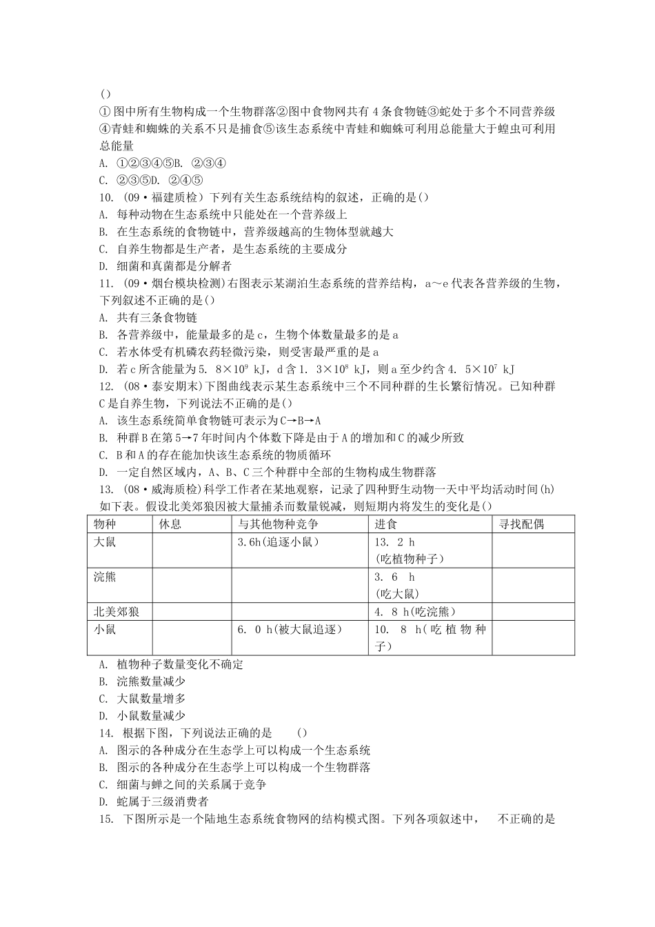 高考生物总复习 第5章限时自测33 新人教版必修3 _第2页