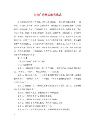 电视广告格式的完成式 