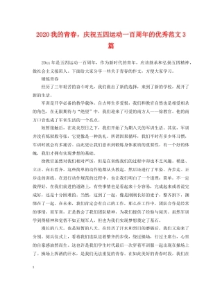 2024我的青春，庆祝五四运动一百周年的优秀范文3篇