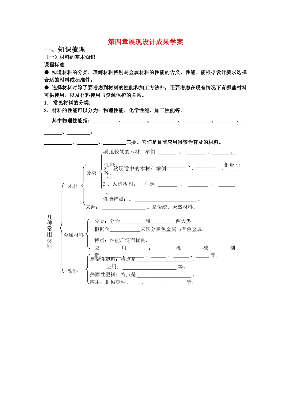 高二通用技术 第四章展现设计成果学案 _第1页