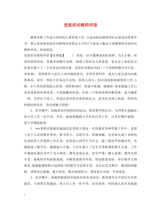 党组织对教师评语
