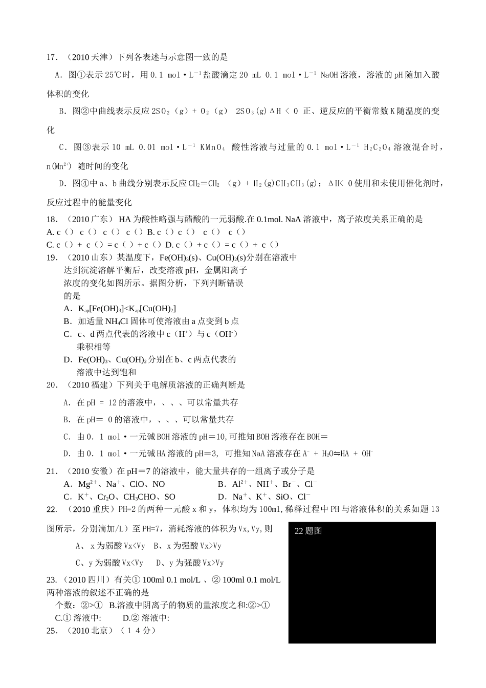 高考化学 题电离平衡部分练习 新人教版 _第3页