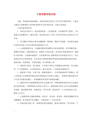 干部考察考核评语 