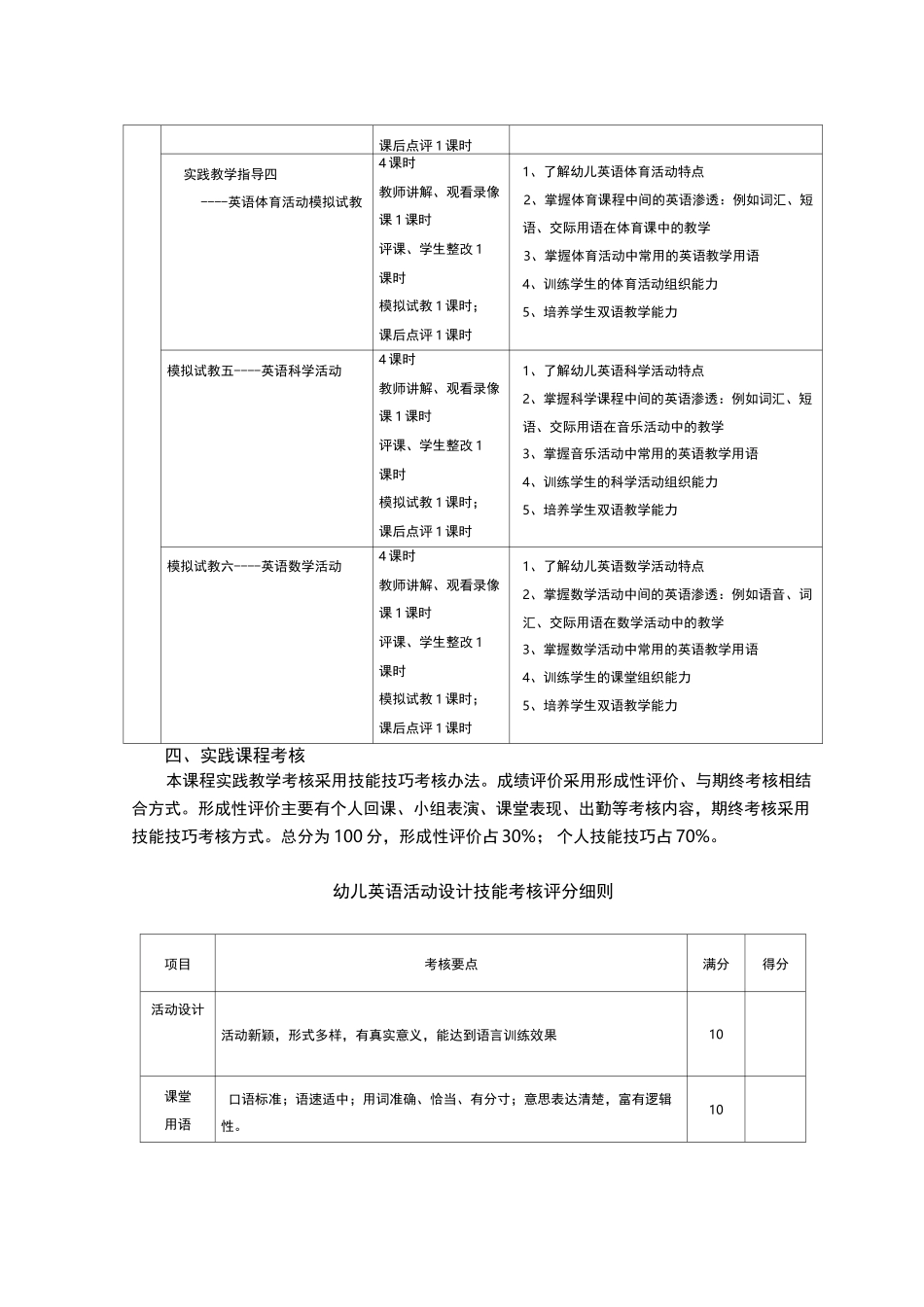 幼儿英语活动设计实践教学大纲_第3页