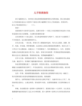 儿子的表扬信