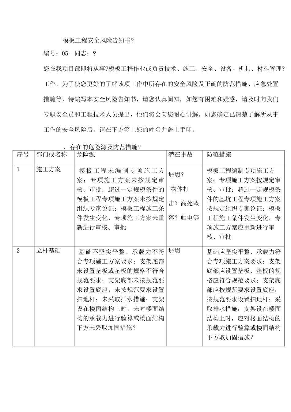 工程安全风险告知书_第2页