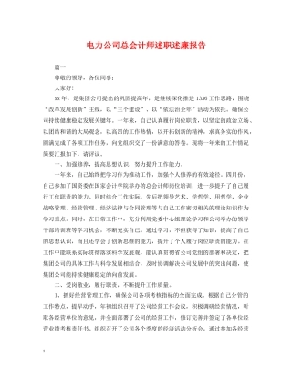 电力公司总会计师述职述廉报告 