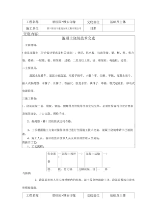混泥土班组技术交底(自)