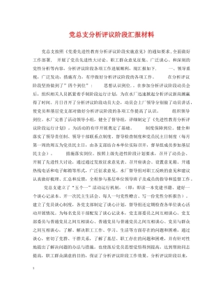 党总支分析评议阶段汇报材料