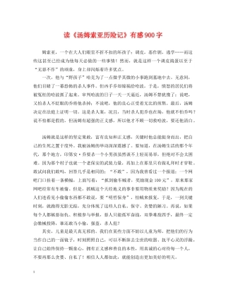 读《汤姆索亚历险记》有感900字 