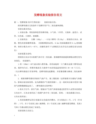 发酵现象实验报告范文 