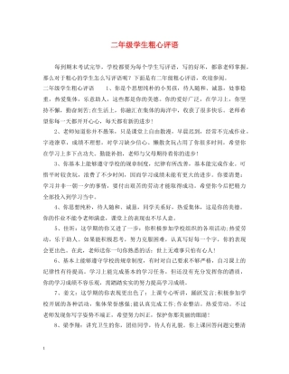 二年级学生粗心评语