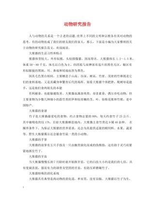 动物研究报告 