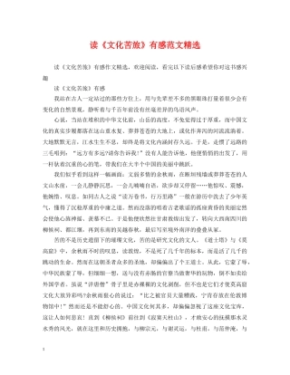 读《文化苦旅》有感范文精选 