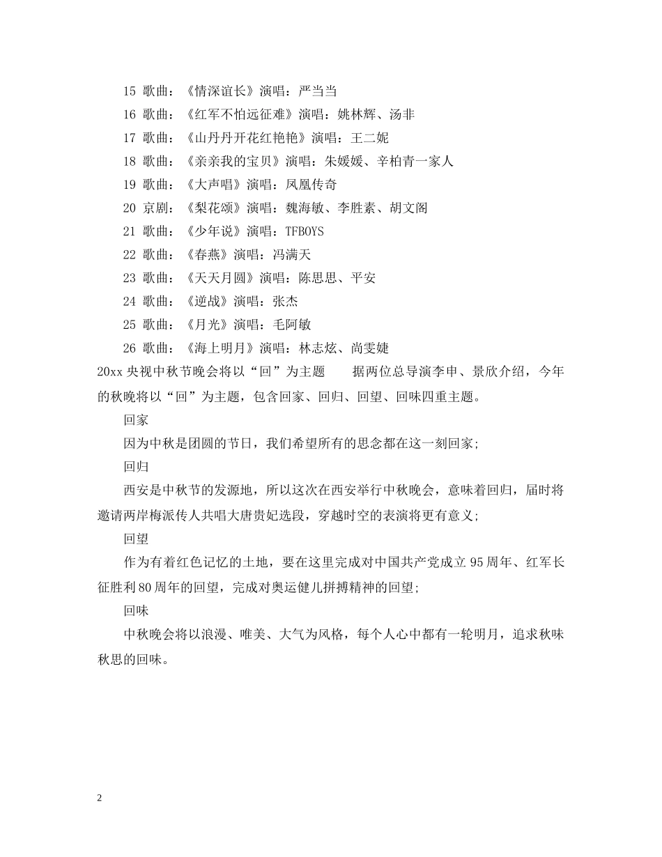 2024央视中秋节晚会节目单一览_第2页