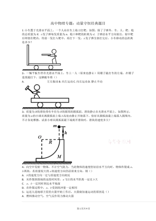 高中物理专题：动量守恒经典题目