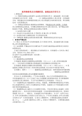 高考物理 曲线运动万有引力 解析 