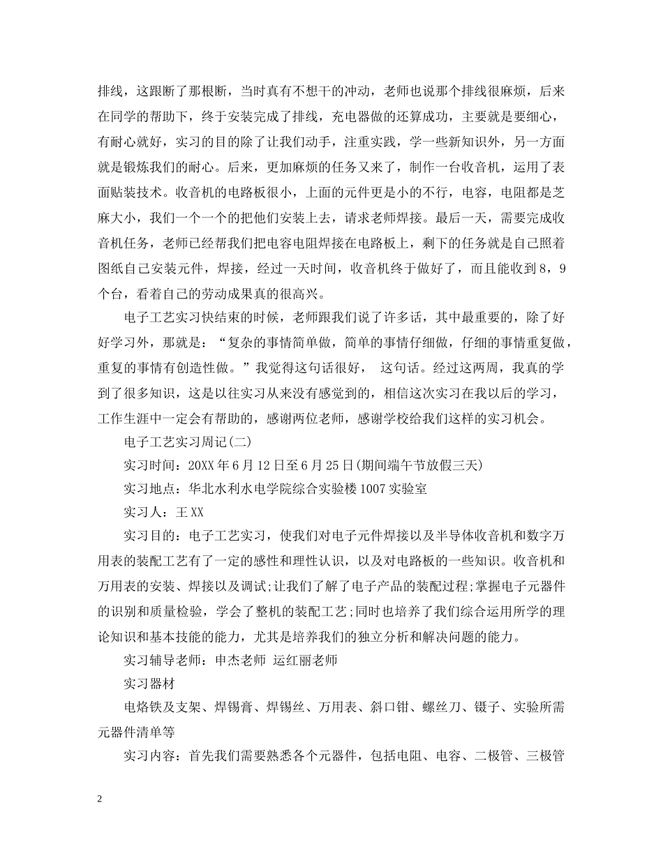 电子工艺实习周记 _第2页