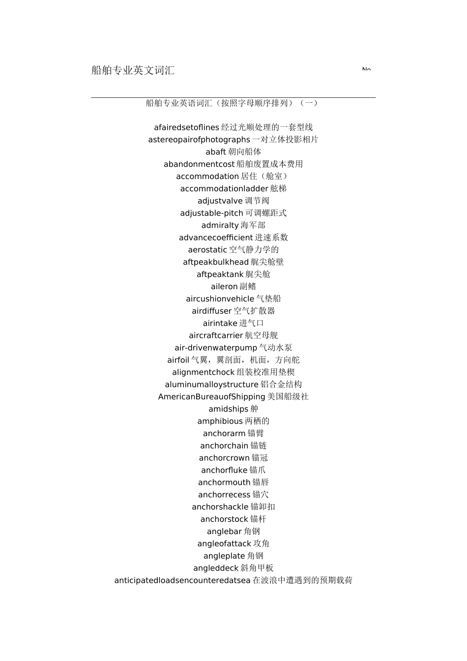 船舶专用英语汇总_第1页