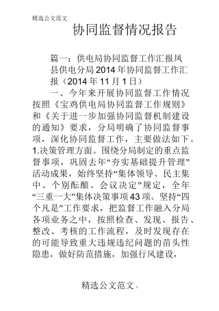 协同监督情况报告