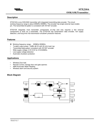 STX210A--集成编码功能大功率发射芯片