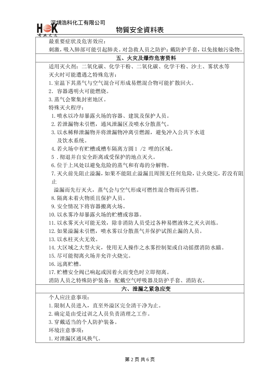 GH-227C环保清洗剂物质安全资料表(第一版本)_第2页