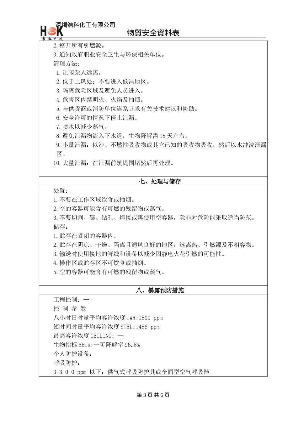 GH-227C环保清洗剂物质安全资料表(第一版本)_第3页
