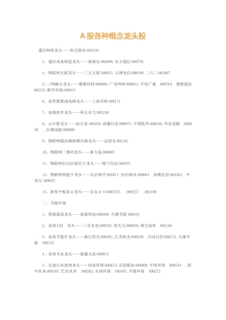 A股各种概念龙头股