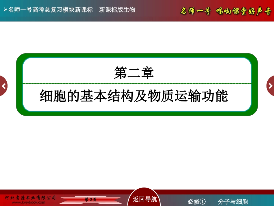【名师一号】2015届高考生物(人教版通用总复习教学课件：第8讲 生物膜的流动镶嵌模型与物质跨膜运输方式_第2页