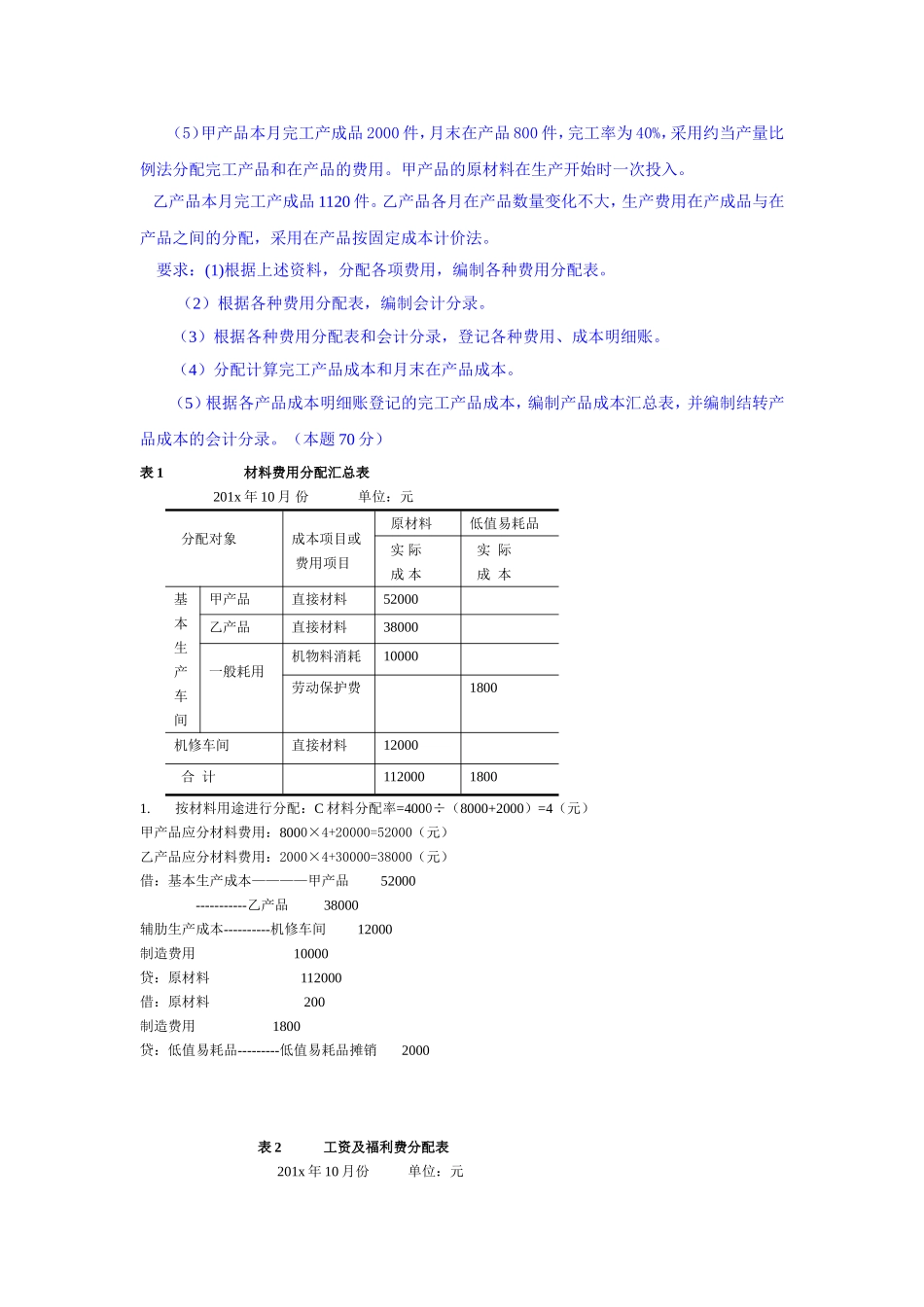 成本会计2014年 第4次任务作业_第2页