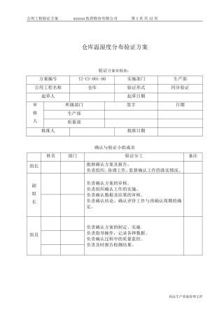 仓库温湿度分布验证方案