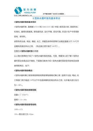 R型热水循环泵的基本常识