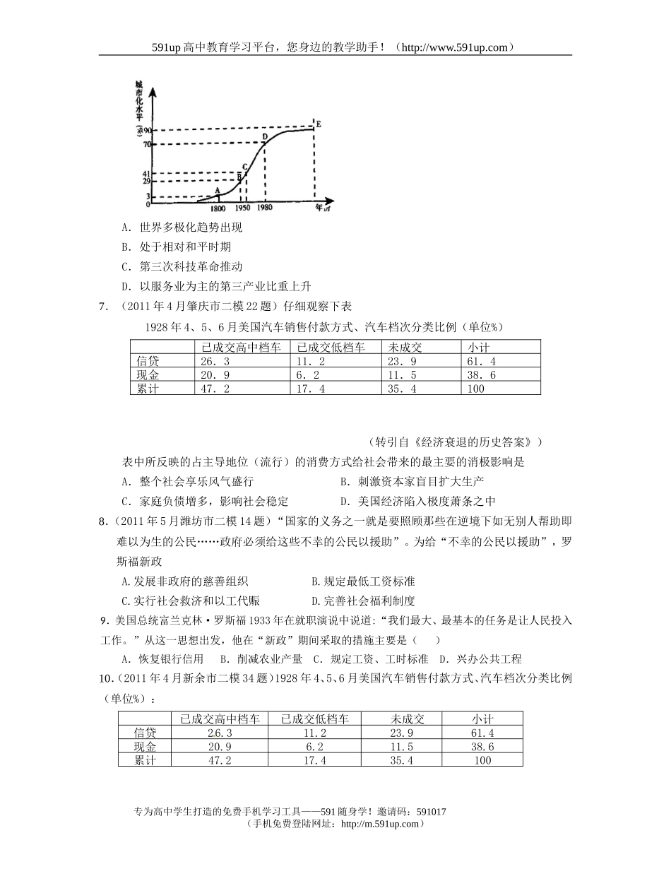【历史】5月27日：高一每周精品试卷推送(必修二专题6专题检测)_第2页
