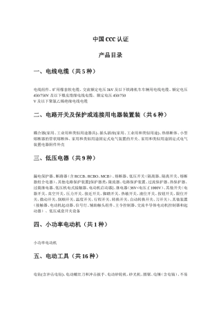 CCC认证的目录