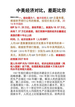 中美经济对比,差距比你想象的大得多
