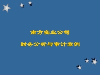 案例2-6 南方实业公司财务分析与审计