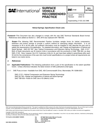 SAE J1122-2004 螺旋弹簧技术要求弹簧表