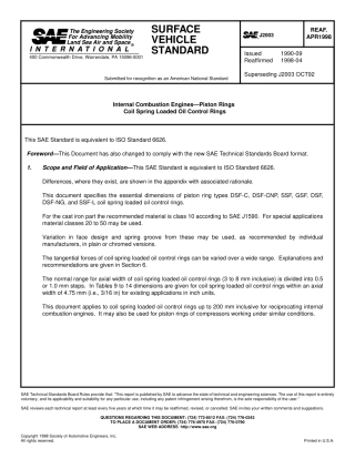 SAE J2003-1998 内燃机.活塞环.螺旋弹簧定位的护油环