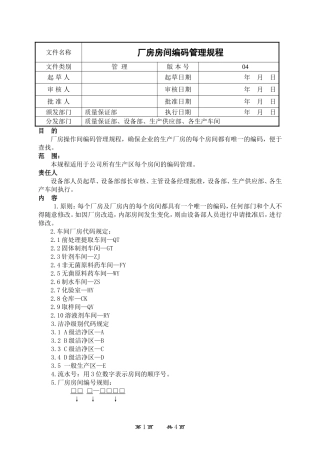 厂房房间编码管理规程