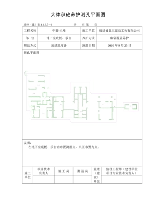大体积砼养护测孔平面图
