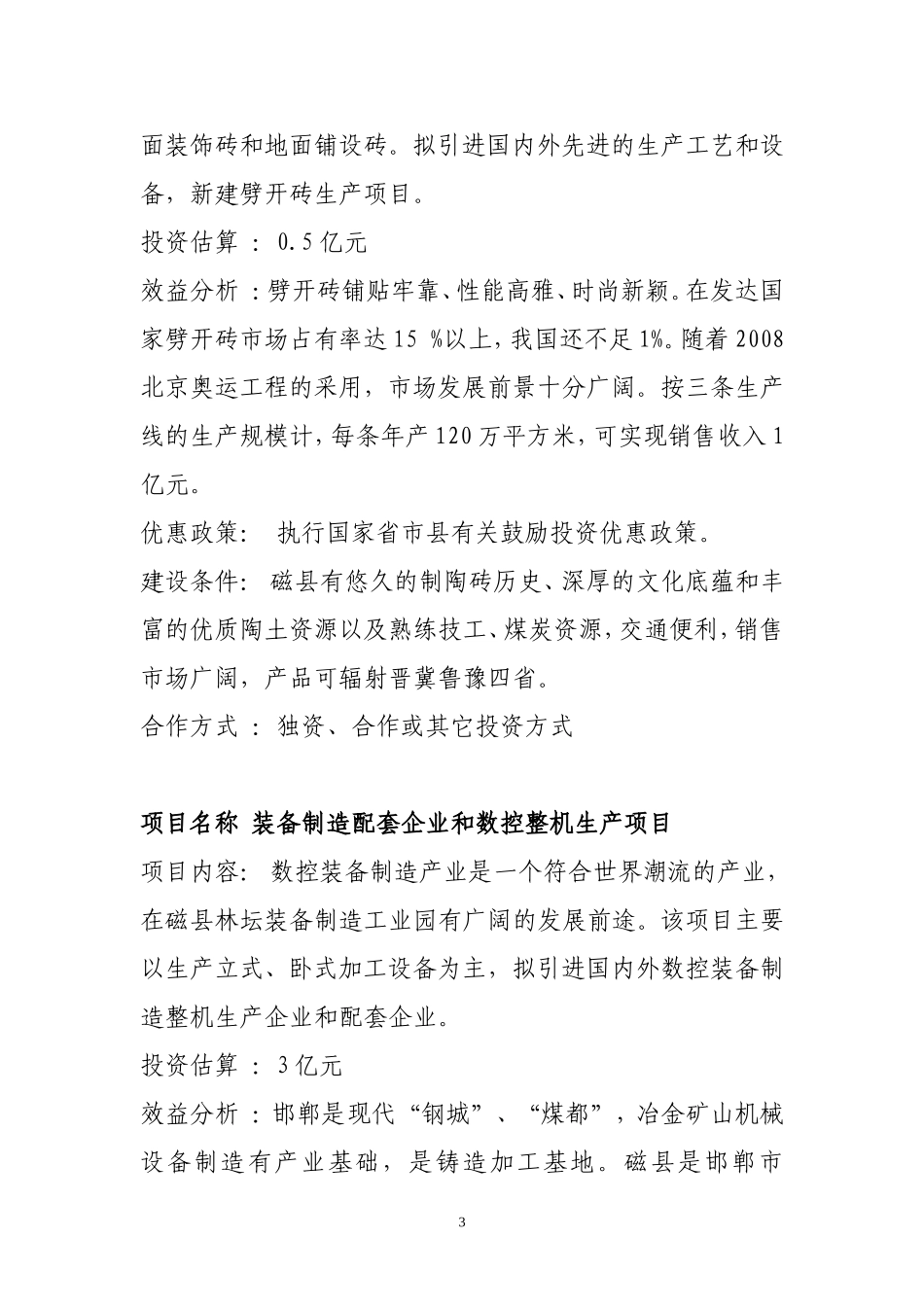 磁县2010年商务合作项目_第3页