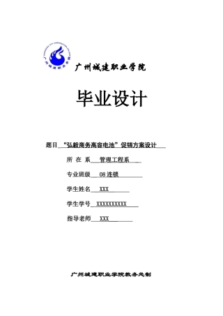 XXX弘毅电池促销方案设计