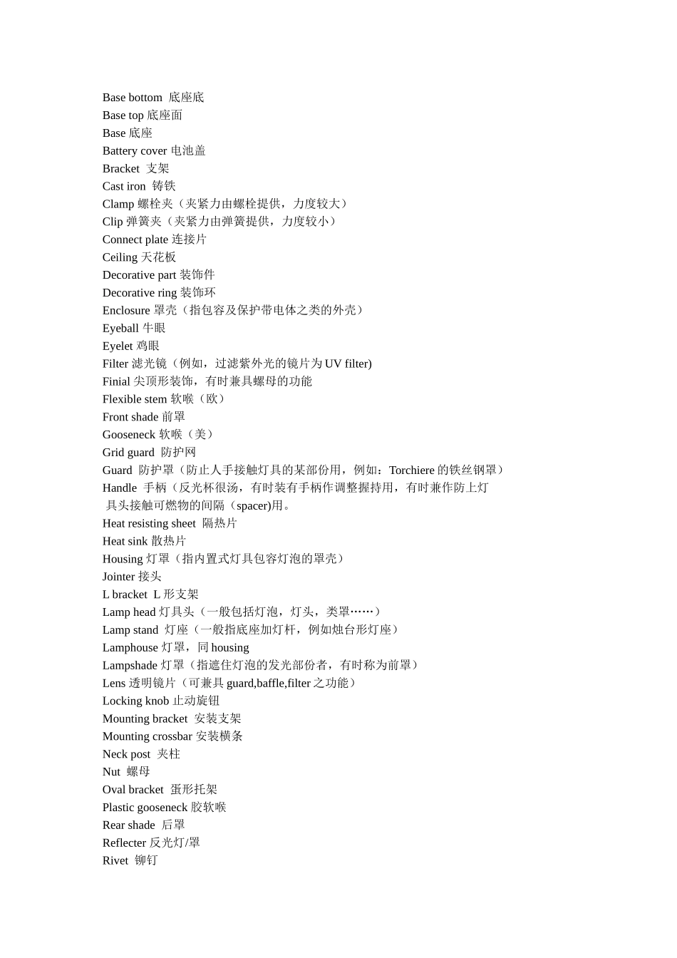 灯具英文单词_第2页