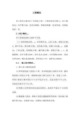 XXX厂区绿化工程概况