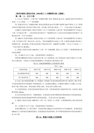 《深圳市建筑工程综合价格(2000修订)》问题解答汇编(完整版)