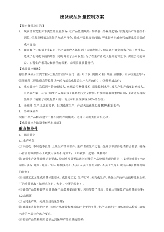 出货成品质量控制方案