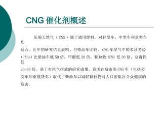CNG催化剂概述