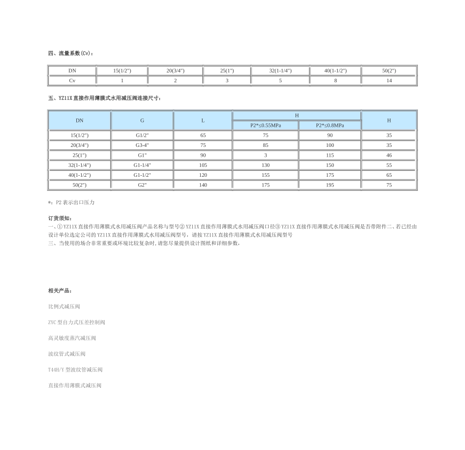 YZ11X直接作用薄膜式水用减压阀_第3页