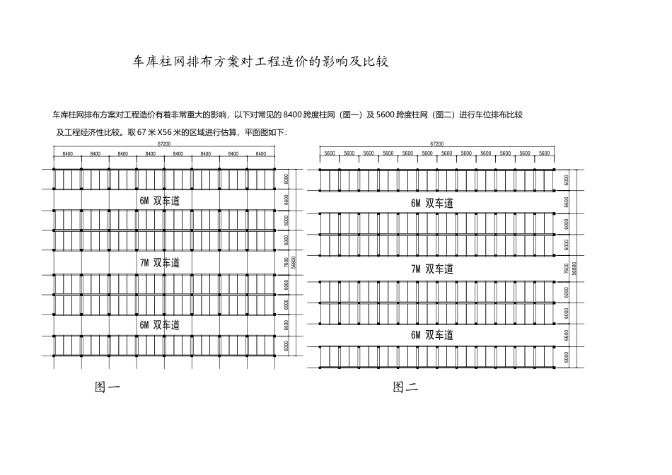 车库柱网排布方案对工程造价的影响及比较_第1页