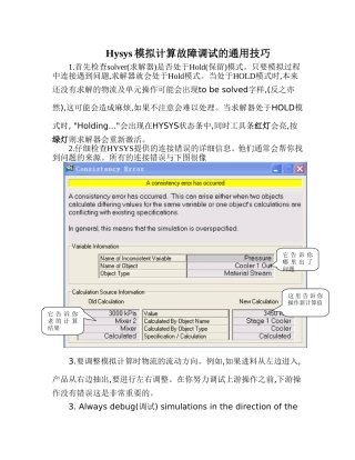 Hysys流程调试的一般技巧